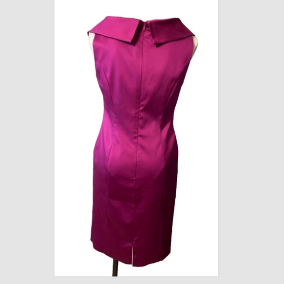 Kay Unger Dress Raspberry Pink 6 Silk Lined Portrait Collar Cocktail Party Event - Picture 3 of 8